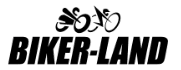 Logo von Biker-Land mit stilisierten Motorrädern und Schriftzug.